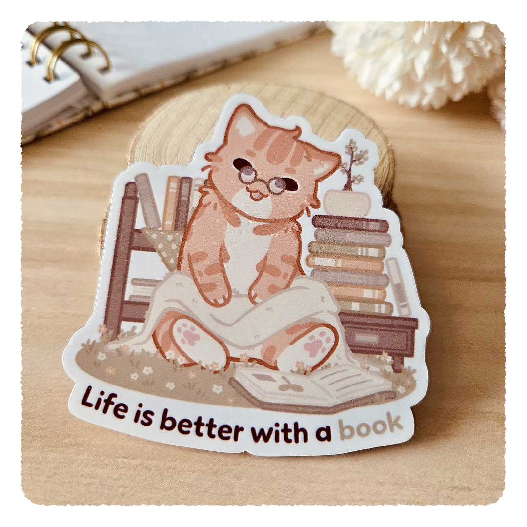 Kiss Cut Sticker - Life is better with a book