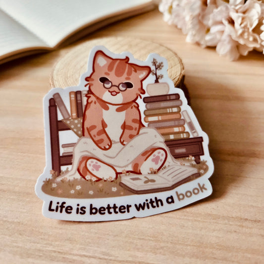 Kiss Cut Sticker - Life is better with a book ❘ Kleiner Flowers