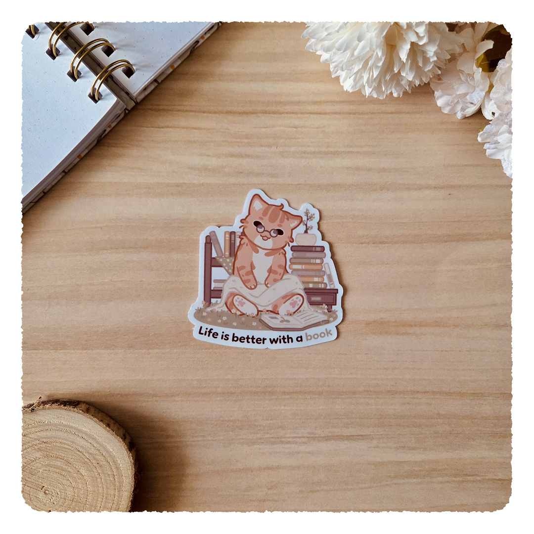Kiss Cut Sticker - Life is better with a book