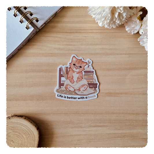 Kiss Cut Sticker - Life is better with a book