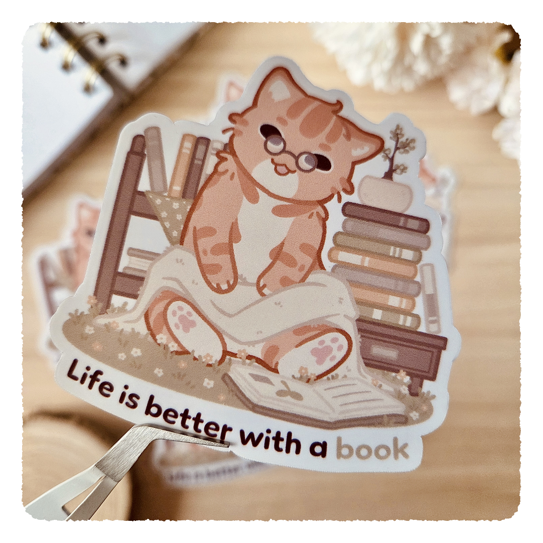 Kiss Cut Sticker - Life is better with a book